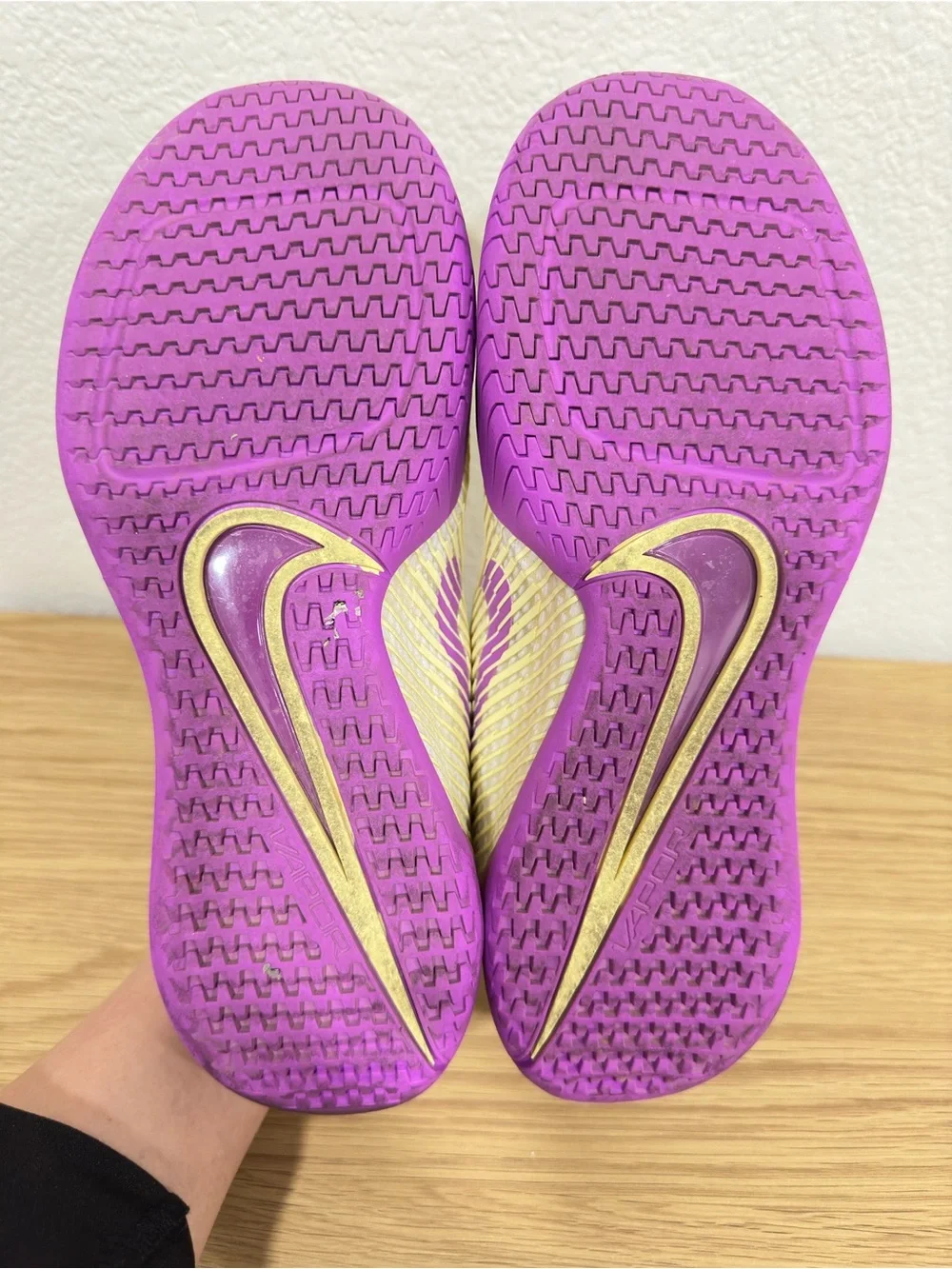 Nike White, Purple & Yellow Flyknit Running Shoe